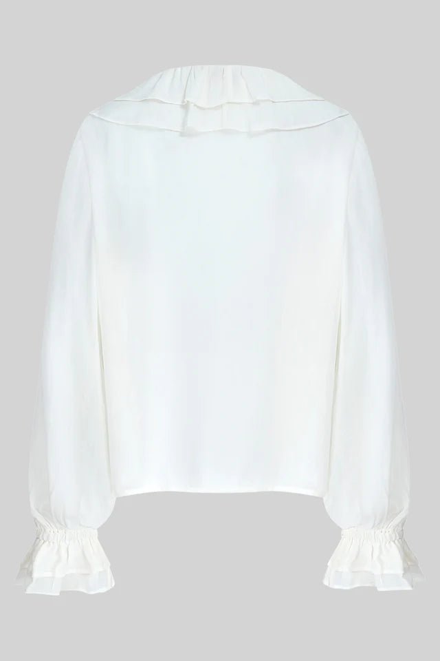 East Heritage Nuan White Ruffle Top - Fifi & Moose BoutiqueFifi & MooseFifi & Moose BoutiqueBlouse Shirt