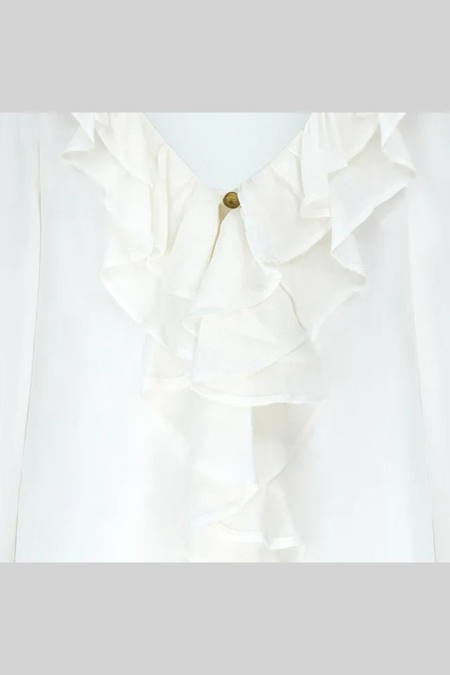 East Heritage Nuan White Ruffle Top - Fifi & Moose BoutiqueFifi & MooseFifi & Moose BoutiqueBlouse Shirt