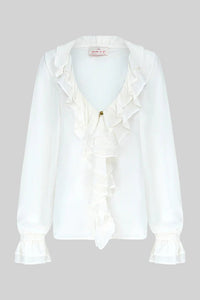 East Heritage Nuan White Ruffle Top - Fifi & Moose BoutiqueFifi & MooseFifi & Moose BoutiqueBlouse Shirt