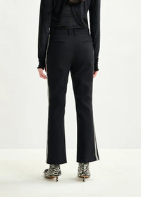Essentiel Antwerp Black flared pants with rhinestone - embellsihed sideseams - Fifi & Moose BoutiqueFifi & Moose BoutiqueFifi & Moose BoutiqueClothing