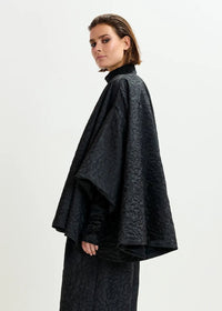 Essentiel Antwerp Black Jacquard oversized cape jacket - Fifi & Moose BoutiqueFifi & Moose BoutiqueFifi & Moose BoutiqueClothing
