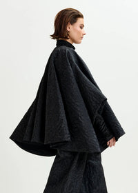 Essentiel Antwerp Black Jacquard oversized cape jacket - Fifi & Moose BoutiqueFifi & Moose BoutiqueFifi & Moose BoutiqueClothing