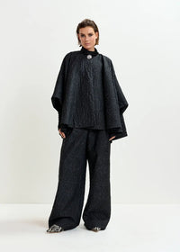 Essentiel Antwerp Black Jacquard oversized cape jacket - Fifi & Moose BoutiqueFifi & Moose BoutiqueFifi & Moose BoutiqueClothing