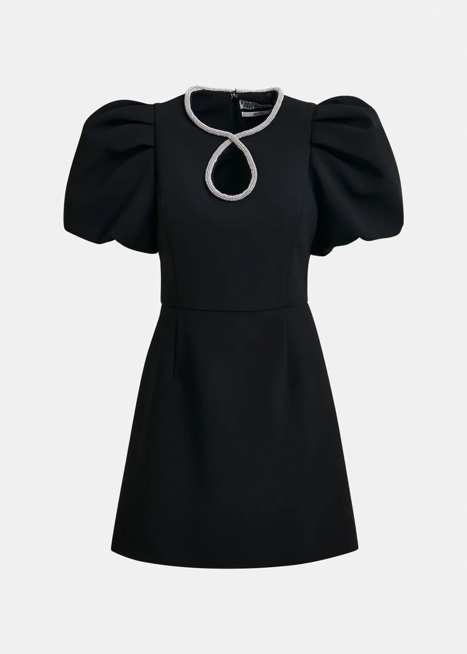Essentiel Antwerp Black mini dress with puff sleeves and keyhold neckline - Fifi & Moose BoutiqueFifi & Moose BoutiqueFifi & Moose BoutiqueClothing