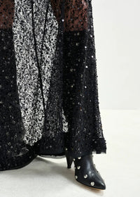 Essentiel Antwerp Black panelled maxi skirt with sequin and bead embellishments - Fifi & Moose BoutiqueFifi & Moose BoutiqueFifi & Moose BoutiqueClothing