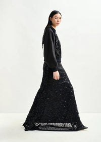 Essentiel Antwerp Black panelled maxi skirt with sequin and bead embellishments - Fifi & Moose BoutiqueFifi & Moose BoutiqueFifi & Moose BoutiqueClothing