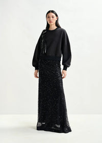 Essentiel Antwerp Black panelled maxi skirt with sequin and bead embellishments - Fifi & Moose BoutiqueFifi & Moose BoutiqueFifi & Moose BoutiqueClothing