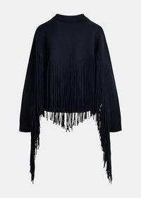 Essentiel Antwerp Istern Navy cropped knitted jacket with fringe details - Fifi & Moose BoutiqueFifi & Moose BoutiqueFifi & Moose BoutiqueCoats & Jackets