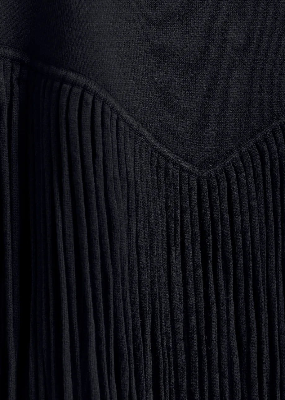 Essentiel Antwerp Istern Navy cropped knitted jacket with fringe details - Fifi & Moose BoutiqueFifi & Moose BoutiqueFifi & Moose BoutiqueCoats & Jackets