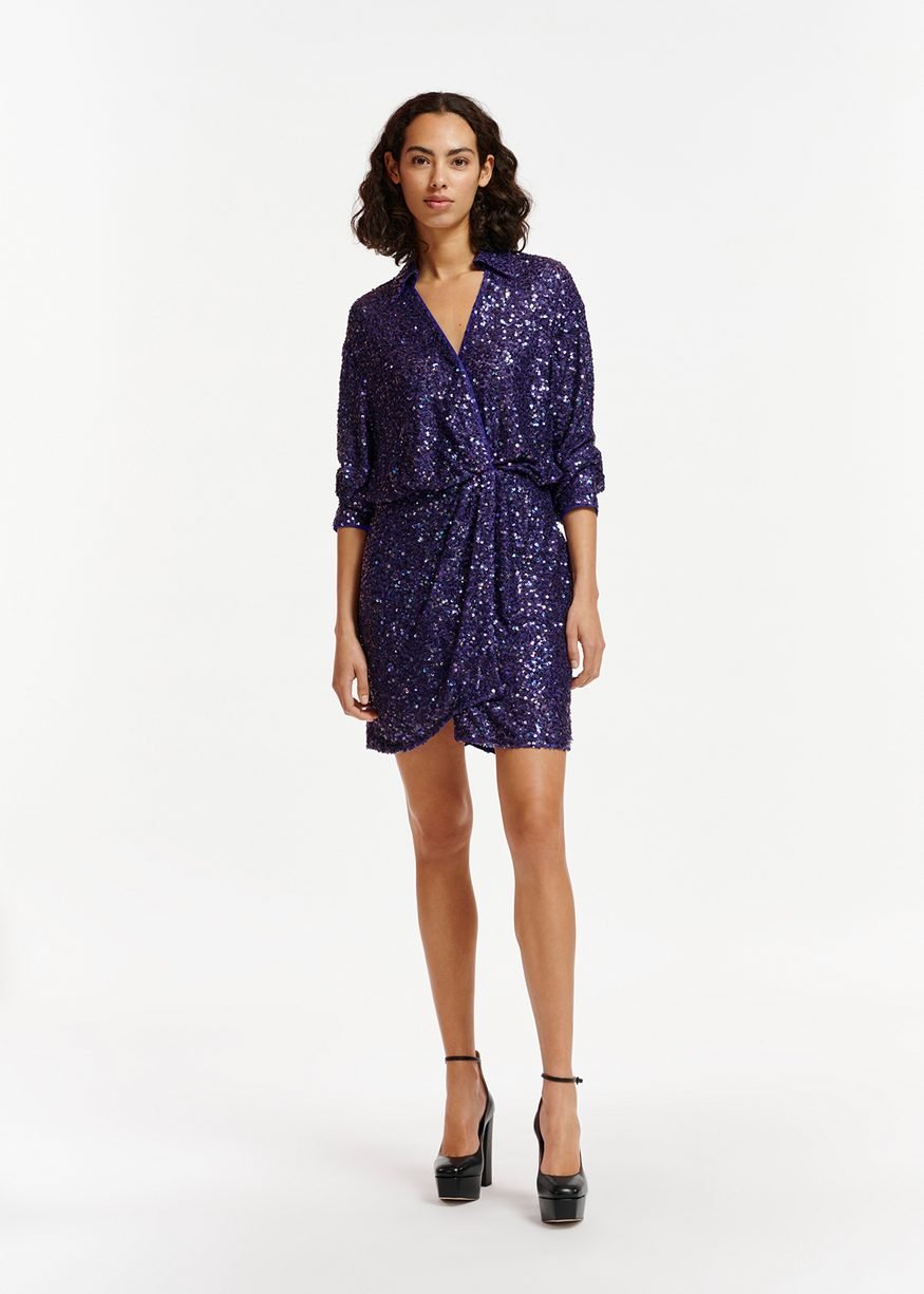 Essentiel Antwerp Entire sequin-embellished mini wrap dress - Fifi & Moose BoutiqueFifi & MooseFifi & Moose BoutiqueDress