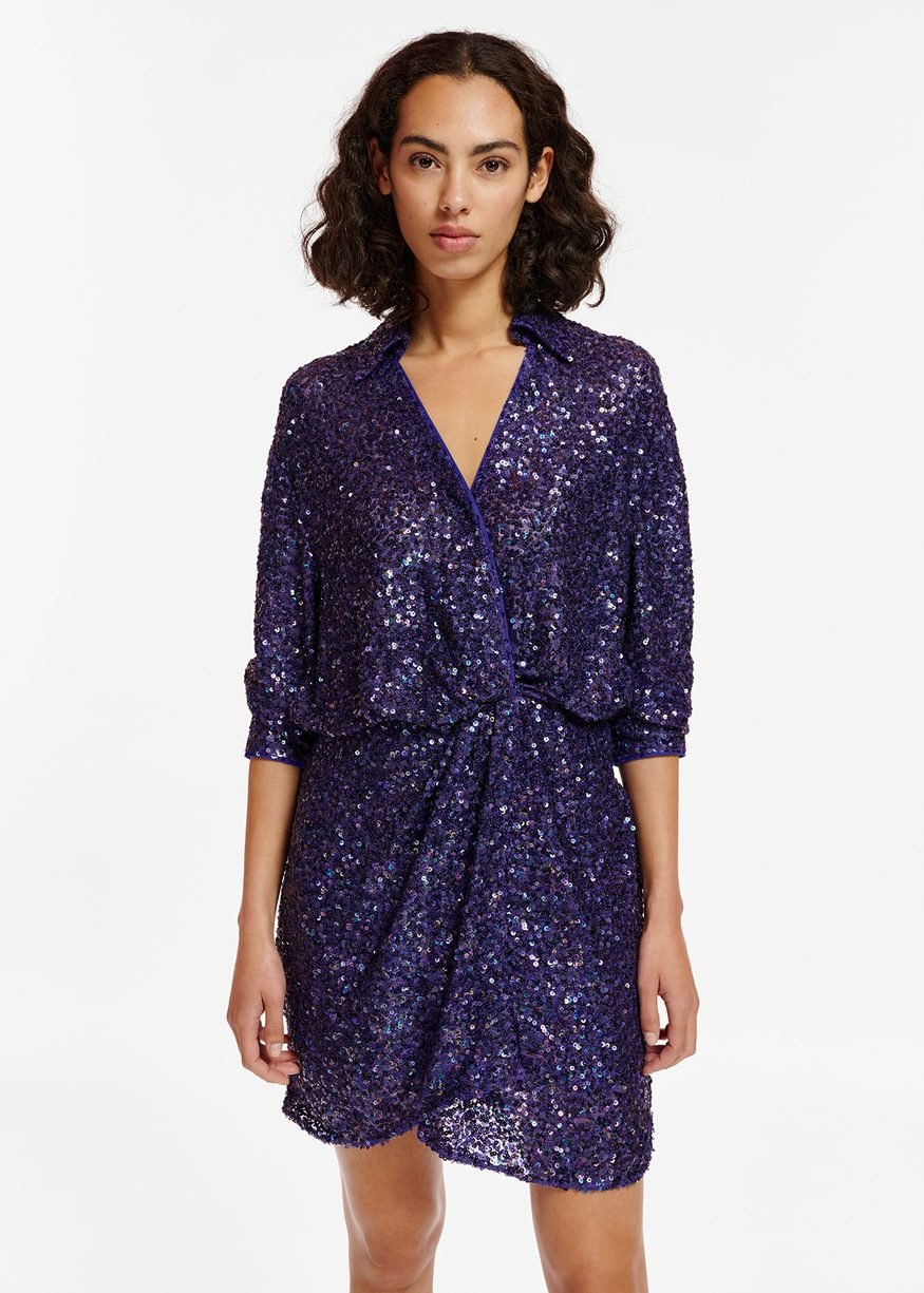 Essentiel Antwerp Entire sequin-embellished mini wrap dress - Fifi & Moose BoutiqueFifi & MooseFifi & Moose BoutiqueDress