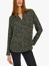 Rails Alyssa Olive Jaguar print shirt