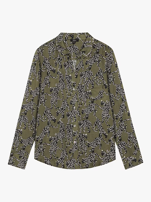 Rails Alyssa Olive Jaguar print shirt