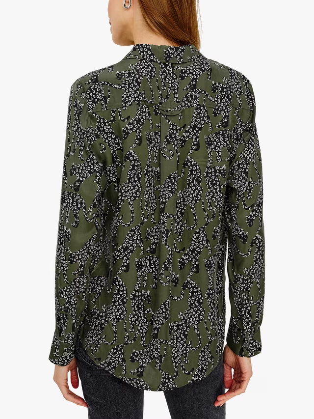 Rails Alyssa Olive Jaguar print shirt