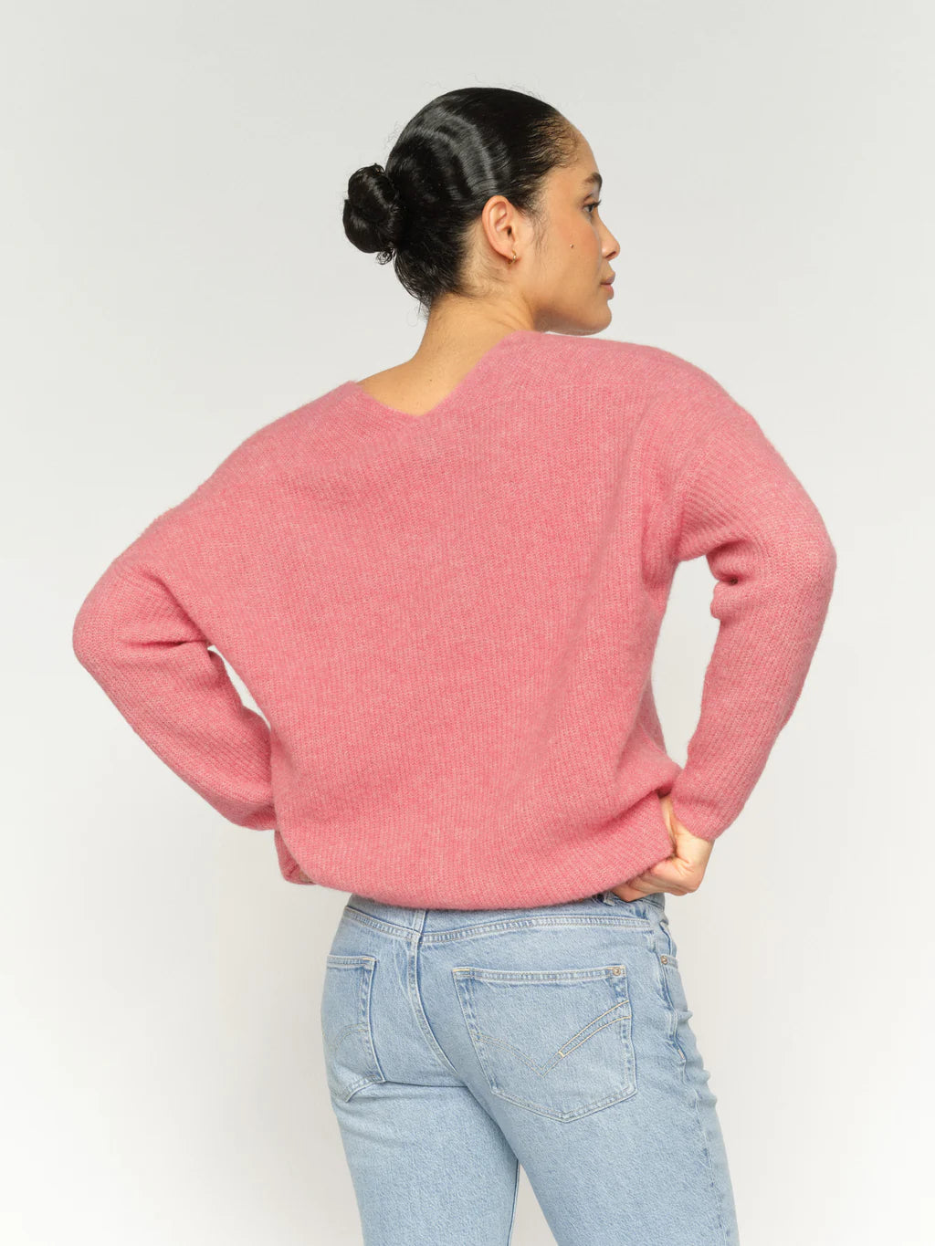 Mos Mosh MMThora V-Neck Knit in Dusty Rose