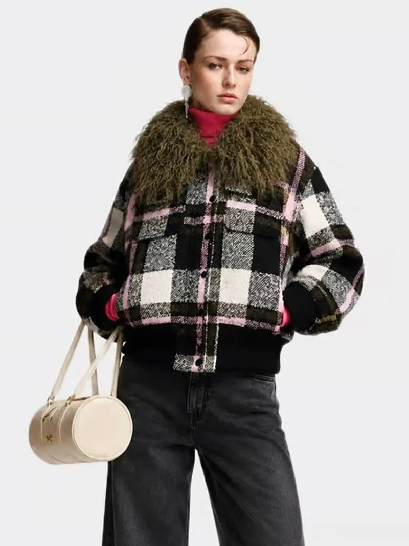 Essentiel Antwerp KPOP Faux Fur Collar Bomber