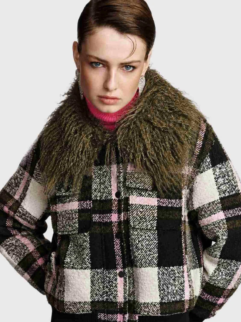 Essentiel Antwerp KPOP Faux Fur Collar Bomber