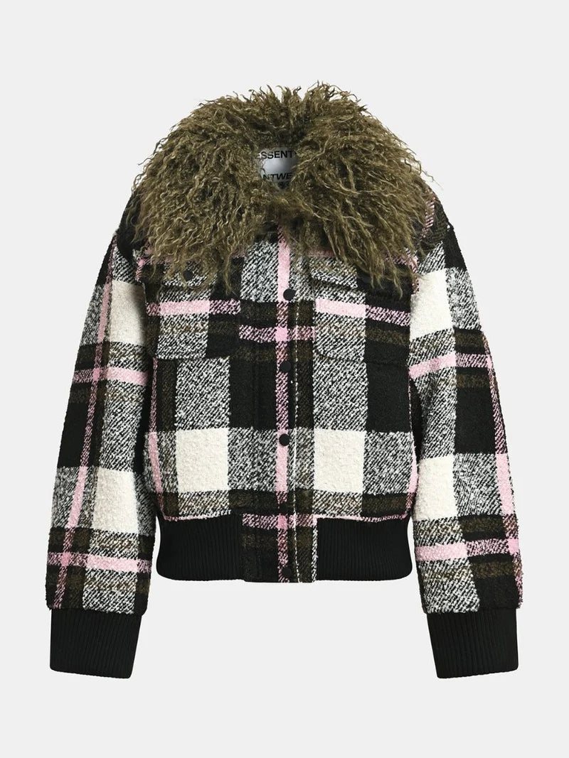 Essentiel Antwerp KPOP Faux Fur Collar Bomber