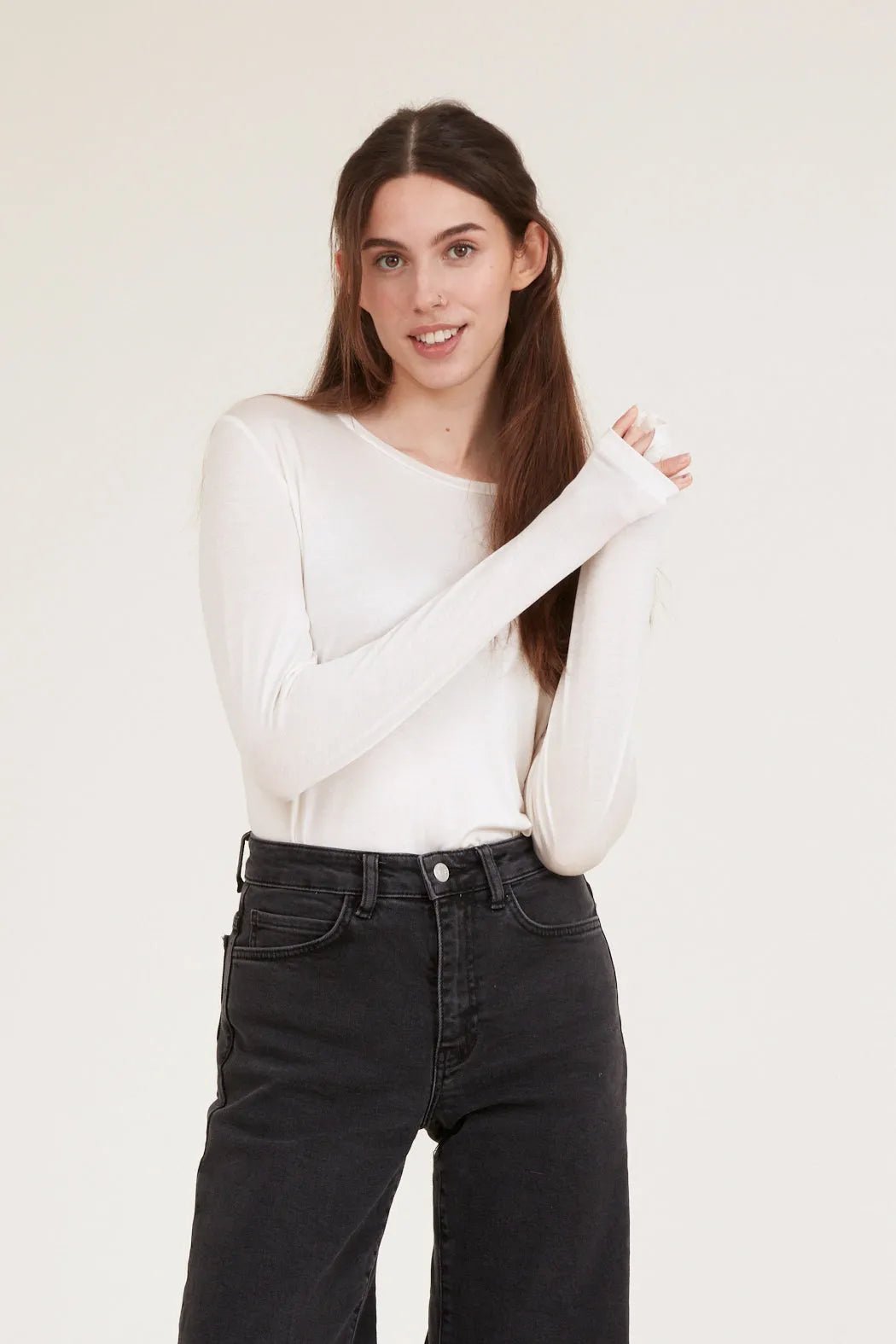 Basic Apparel Jolanda LS Tee - Off White - Fifi & Moose BoutiqueFifi & Moose BoutiqueFifi & Moose BoutiqueClothing