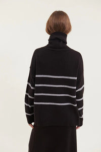 Basic Apparel Lise Striped T - Neck - Black - Fifi & Moose BoutiqueFifi & Moose BoutiqueFifi & Moose BoutiqueClothing