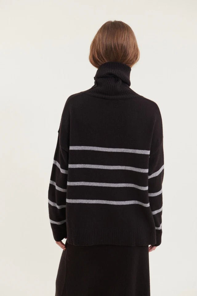 Basic Apparel Lise Striped T - Neck - Black - Fifi & Moose BoutiqueFifi & Moose BoutiqueFifi & Moose BoutiqueClothing