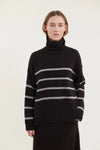 Basic Apparel Lise Striped T - Neck - Black - Fifi & Moose BoutiqueFifi & Moose BoutiqueFifi & Moose BoutiqueClothing