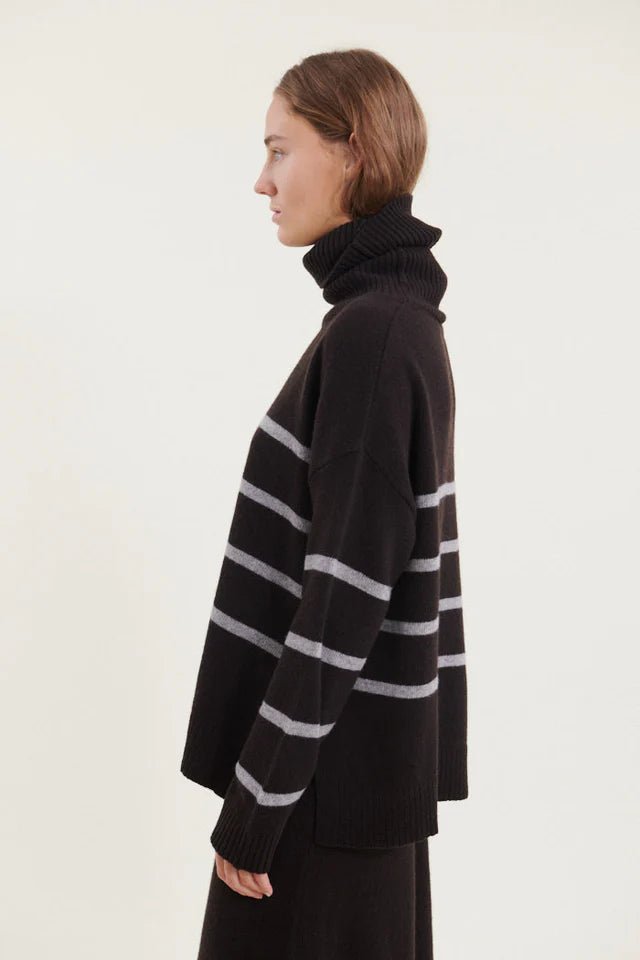Basic Apparel Lise Striped T - Neck - Black - Fifi & Moose BoutiqueFifi & Moose BoutiqueFifi & Moose BoutiqueClothing