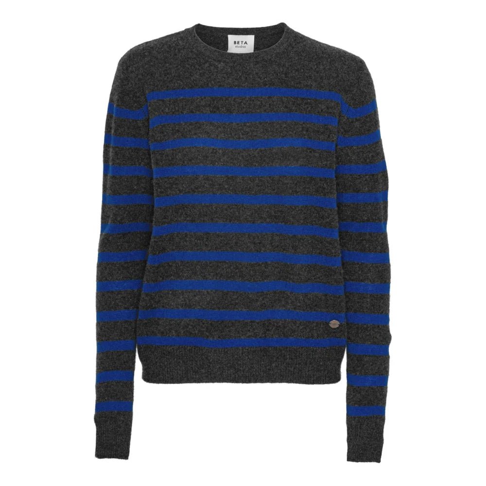Beta Studios Bibi Striped O - Neck - Anthracite Grey/Azure blue - Fifi & Moose BoutiqueFifi & Moose BoutiqueFifi & Moose BoutiqueClothing