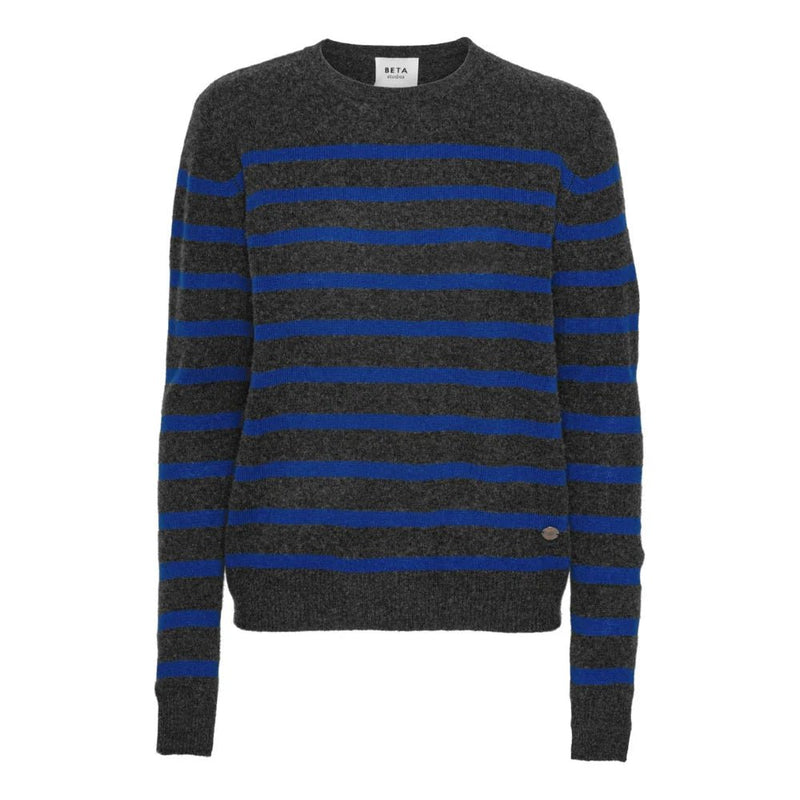 Beta Studios Bibi Striped O - Neck - Anthracite Grey/Azure blue - Fifi & Moose BoutiqueFifi & Moose BoutiqueFifi & Moose BoutiqueClothing
