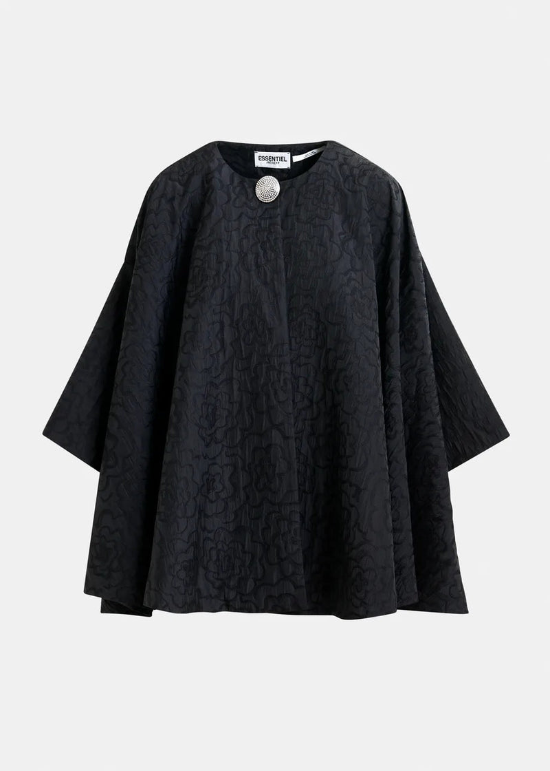 Essentiel Antwerp Black Jacquard oversized cape jacket - Fifi & Moose BoutiqueFifi & Moose BoutiqueFifi & Moose BoutiqueClothing