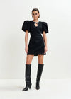 Essentiel Antwerp Black mini dress with puff sleeves and keyhold neckline - Fifi & Moose BoutiqueFifi & Moose BoutiqueFifi & Moose BoutiqueClothing