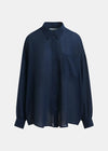 Essentiel Antwerp Ifire Navy ruffle - sleeve shirt - Fifi & Moose BoutiqueFifi & MooseFifi & Moose BoutiqueBlouse Shirt