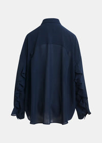 Essentiel Antwerp Ifire Navy ruffle - sleeve shirt - Fifi & Moose BoutiqueFifi & MooseFifi & Moose BoutiqueBlouse Shirt