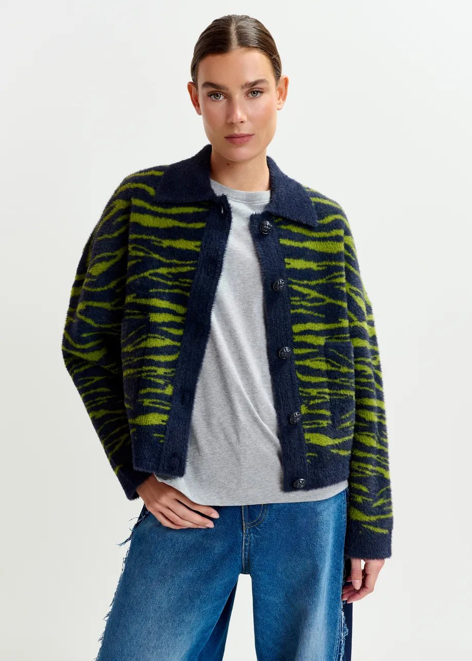 Essentiel Antwerp Iger zebra knitted jacket - Fifi & Moose BoutiqueFifi & Moose BoutiqueFifi & Moose BoutiqueCoats & Jackets