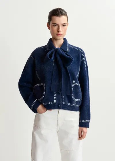 Essentiel Antwerp Ihoops cardigan with bow - Fifi & Moose BoutiqueFifi & Moose BoutiqueFifi & Moose BoutiqueCardigans