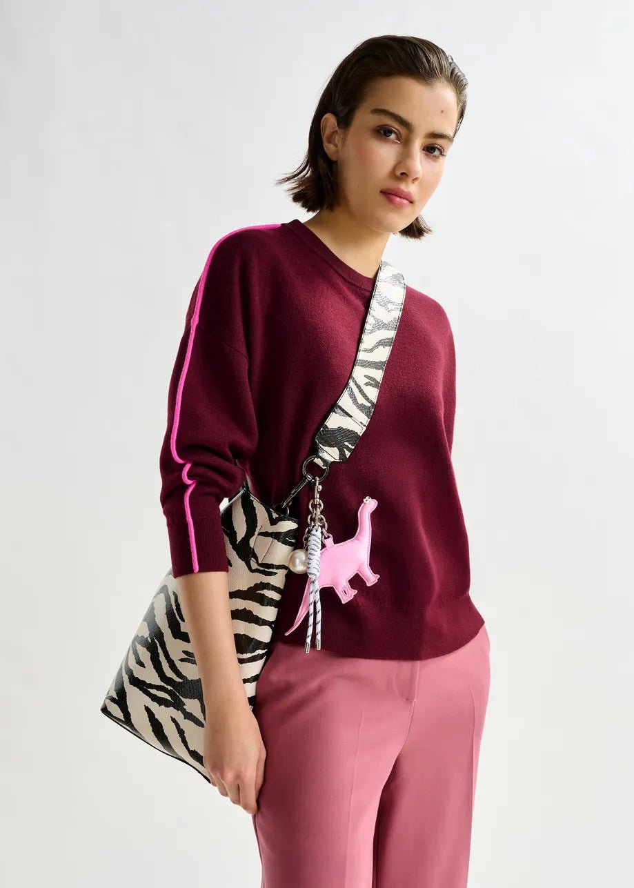 Essentiel Antwerp Ilyas Faux leather dino and pearl bag charm - Fifi & Moose BoutiqueFifi & Moose BoutiqueFifi & Moose BoutiqueClothing