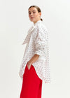 Essentiel Antwerp Imoverit white and black polkadot cotton shirt with pussy bow - Fifi & Moose BoutiqueFifi & MooseFifi & Moose BoutiqueBlouse Shirt