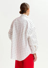 Essentiel Antwerp Imoverit white and black polkadot cotton shirt with pussy bow - Fifi & Moose BoutiqueFifi & MooseFifi & Moose BoutiqueBlouse Shirt
