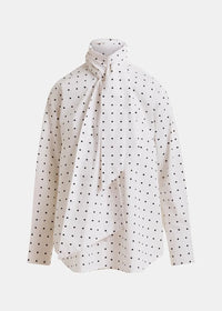 Essentiel Antwerp Imoverit white and black polkadot cotton shirt with pussy bow - Fifi & Moose BoutiqueFifi & MooseFifi & Moose BoutiqueBlouse Shirt