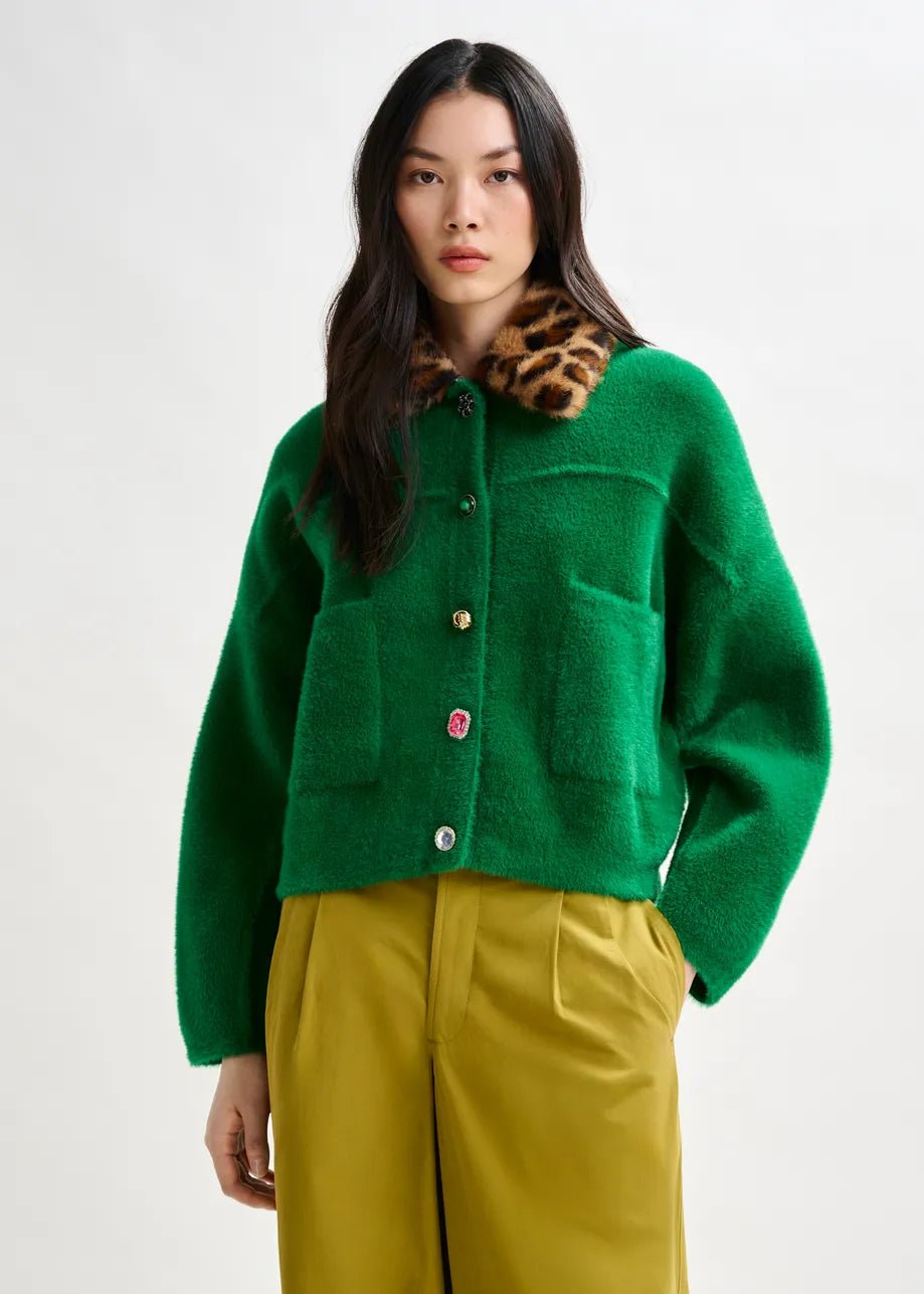 Essentiel Antwerp Intention jacket with collar - Green - Fifi & Moose BoutiqueFifi & Moose BoutiqueFifi & Moose BoutiqueCoats & Jackets