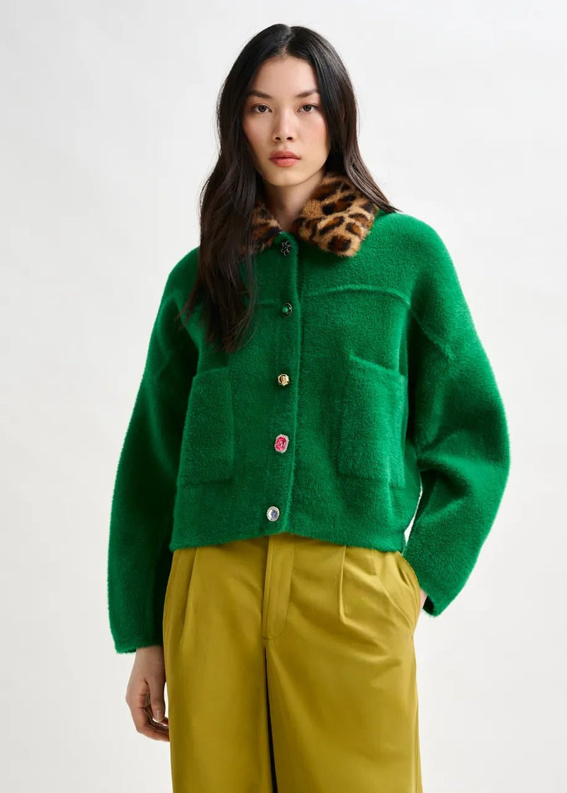 Essentiel Antwerp Intention jacket with collar - Green - Fifi & Moose BoutiqueFifi & Moose BoutiqueFifi & Moose BoutiqueCoats & Jackets