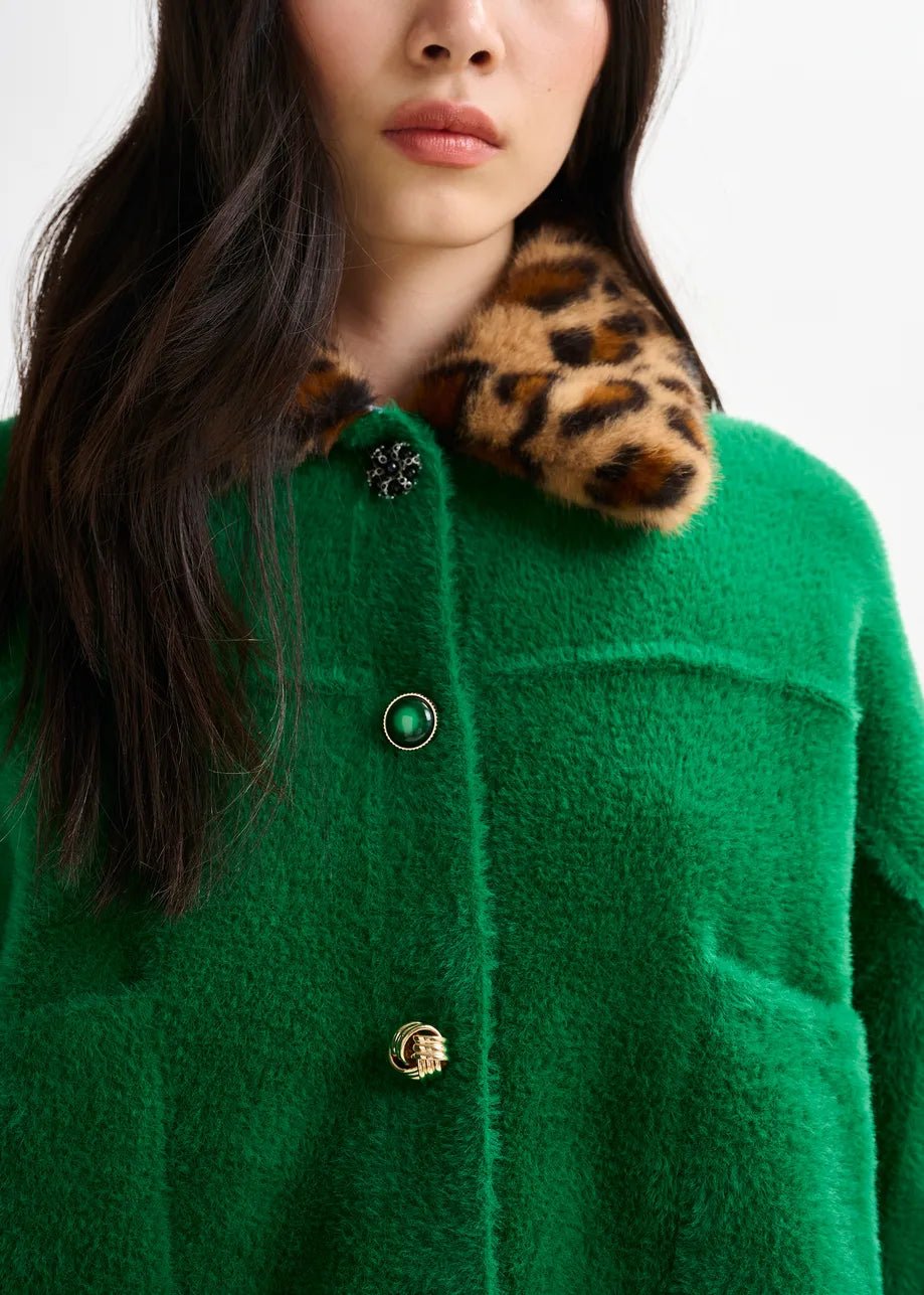 Essentiel Antwerp Intention jacket with collar - Green - Fifi & Moose BoutiqueFifi & Moose BoutiqueFifi & Moose BoutiqueCoats & Jackets