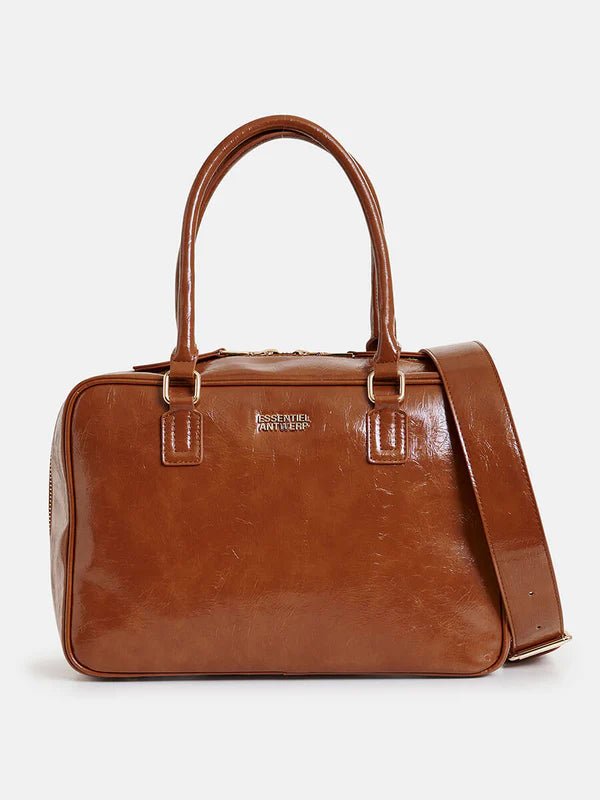 Essentiel Antwerp Iremy Shiny zipped bag - Cinnamon Rufous - Fifi & Moose BoutiqueFifi & Moose BoutiqueFifi & Moose BoutiqueBag