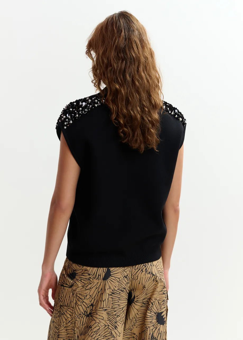 Essentiel Antwerp Joline Embroidered Knit Polo - Fifi & Moose BoutiqueFifi & Moose BoutiqueFifi & Moose BoutiqueClothing