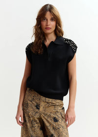 Essentiel Antwerp Joline Embroidered Knit Polo - Fifi & Moose BoutiqueFifi & Moose BoutiqueFifi & Moose BoutiqueClothing
