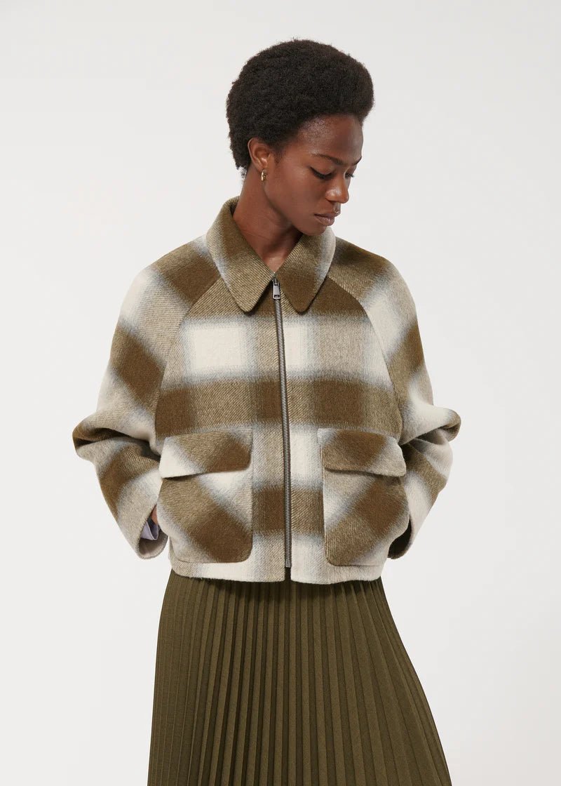 Humility Khaki and white tie & dye checkered jacket - Fifi & Moose BoutiqueFifi & Moose BoutiqueFifi & Moose BoutiqueCoats & Jackets