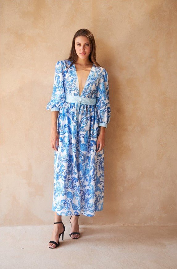 Inoa Saigon Dress in Paisley Azure - Fifi & Moose BoutiqueFifi & MooseFifi & Moose BoutiqueClothing