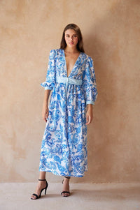 Inoa Saigon Dress in Paisley Azure - Fifi & Moose BoutiqueFifi & MooseFifi & Moose BoutiqueClothing
