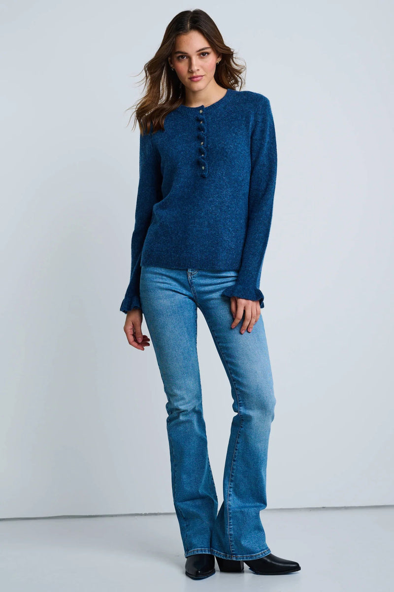 Lisa Todd The Allure Henley sweater - Denim - Fifi & Moose BoutiqueFifi & Moose BoutiqueFifi & Moose BoutiqueClothing