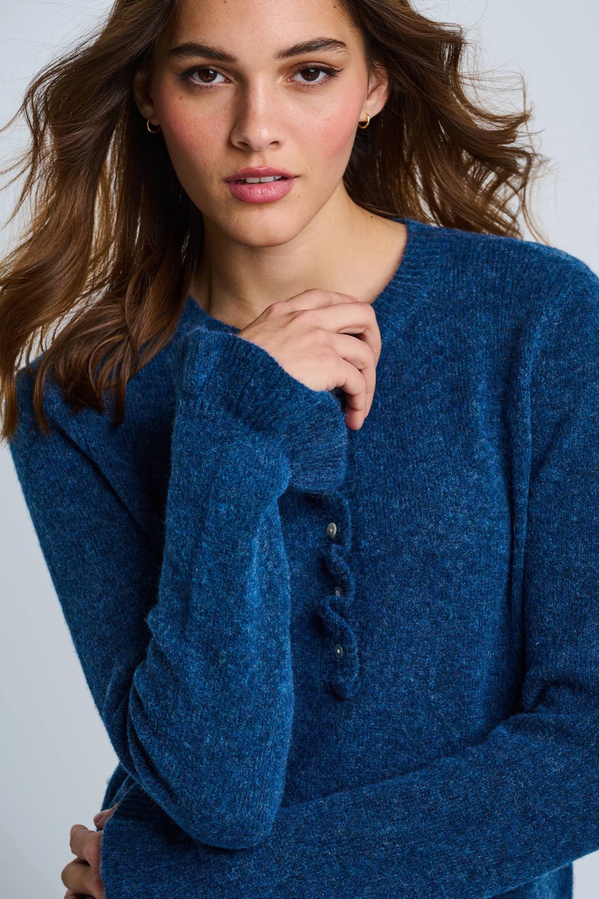 Lisa Todd The Allure Henley sweater - Denim - Fifi & Moose BoutiqueFifi & Moose BoutiqueFifi & Moose BoutiqueClothing